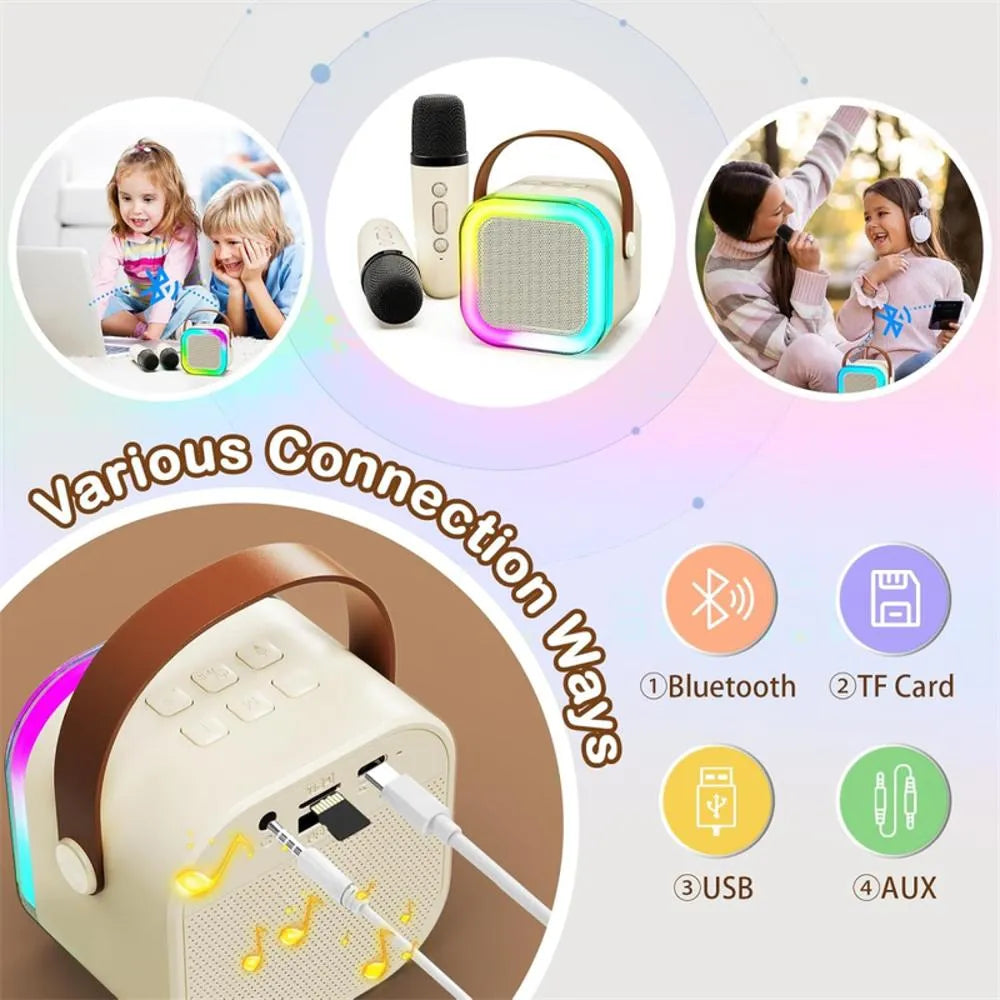 Karaoke Portátil K12 con 2 Micrófonos Bluetooth