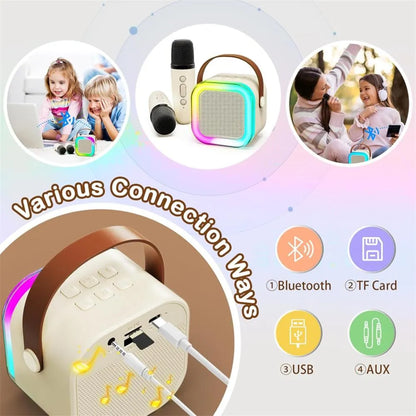 Karaoke Portátil K12 con 2 Micrófonos Bluetooth