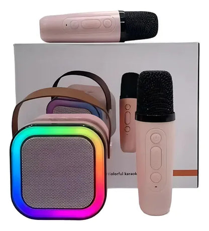 Karaoke Portátil K12 con 2 Micrófonos Bluetooth