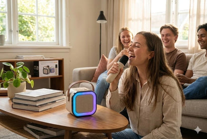 Karaoke Portátil K12 con 2 Micrófonos Bluetooth